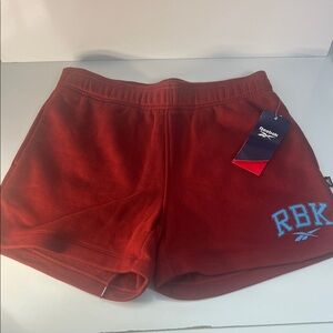 Reebok Kids Rust Red Shorts with Blue Logo